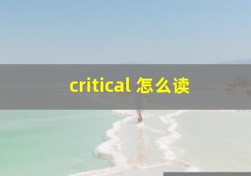 critical 怎么读